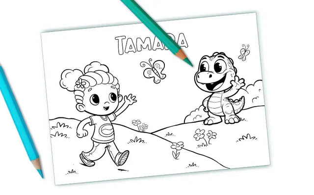 Página GRATIS para colorear de dinosaurio personalizada
