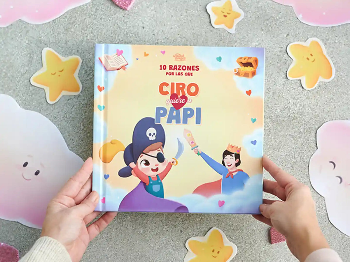 La portada del libro personalizado para papá y su hijo.