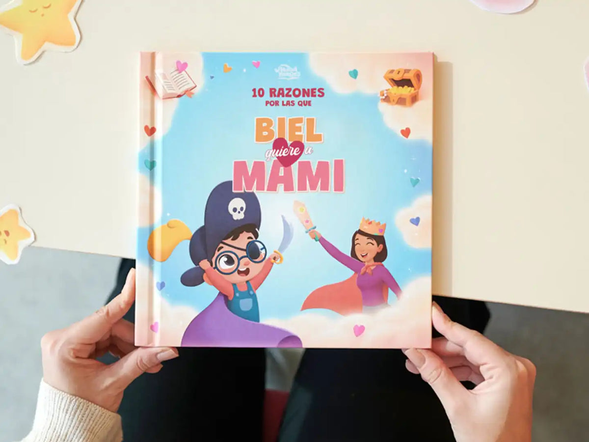 La portada del libro personalizado para mamá y su hijo.