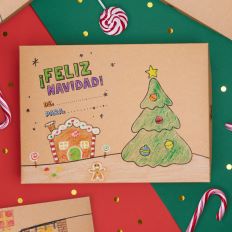 Caja de regalo para colorear de Navidad
