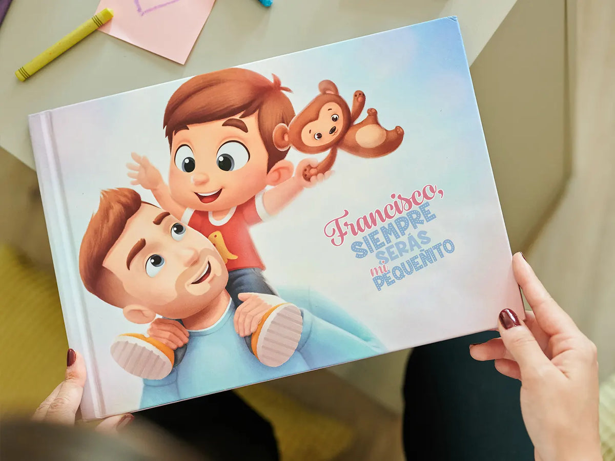 La portada del libro personalizado para papá y su hijo.