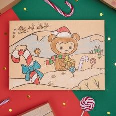 Caja de regalo para colorear de Navidad