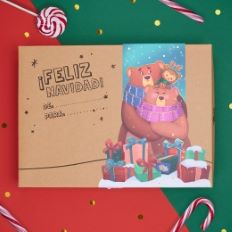 Caja de regalo para colorear de Navidad