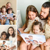Familia descubriendo el Libro Personalizado para Papá.