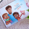 La portada del libro personalizado para papá y sus hijos.