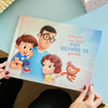 La portada del libro personalizado para papá y sus hijos.
