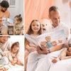 Familia descubriendo el Libro Personalizado para Papá  Papá hecho a medida justo para papá y sus hijos.
