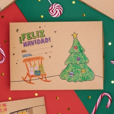 Caja de regalo para colorear de Navidad
