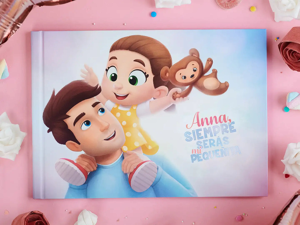 La portada del libro personalizado para papá y su hija.