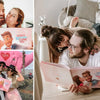 Las parejas sonríen porque están felices con su historia de amor en el libro de cuentos de amor personalizado.