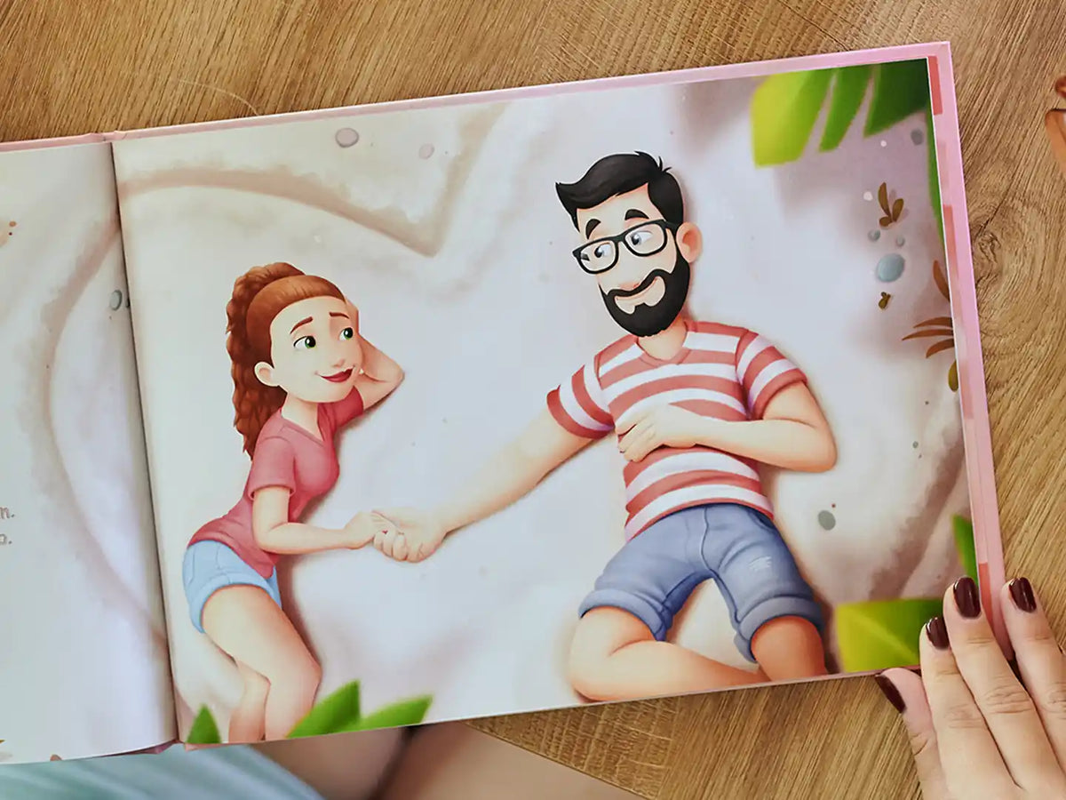 La pareja enamorada ilustrada del libro de imágenes personalizado de Hooray Heroes es un gran regalo para el día de San Valentín.