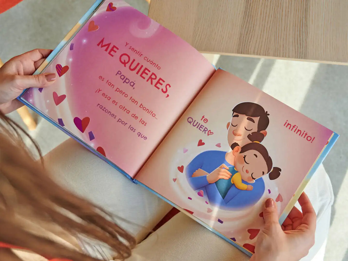 Una página de un libro personalizado para papá y su hija.